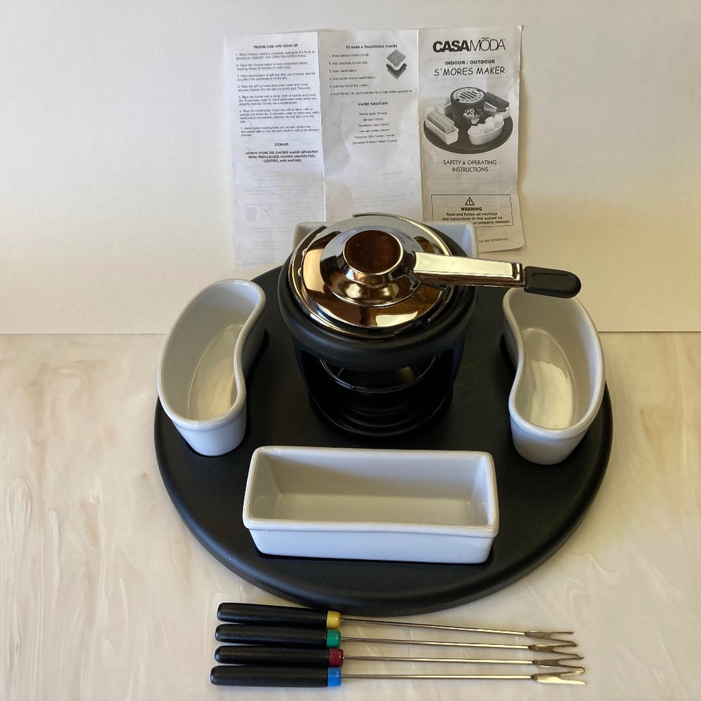 CASA MODA Indoor Outdoor S'Mores Maker Grill w/4 marshmallow roasting forks NEW